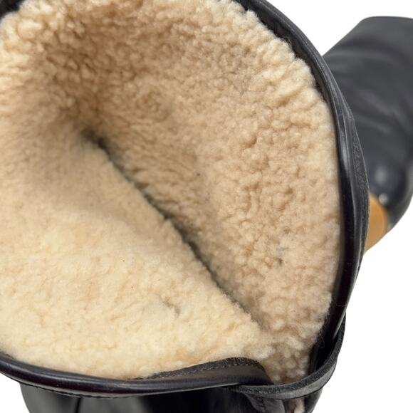 UGG Lynnea Shearling Lined Boot SZ 7 Women's Wood Clog Cuff Leather Pull On - Picture 6 of 16